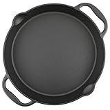 BBQ-Toro Gusseisen Grillpfanne Ø 35 cm | Gusspfanne mit zwei Griffe und zwei Ausgießer | Servierpfanne aus Gusseisen | Pfanne für Gasgrill, im offenen Feuer oder Elektro-Herd | Grillzubehör