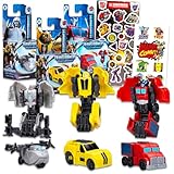 Transformers Earthspark Tacticons Actionfiguren – Paket mit 5 Earthspark Transformers Spielzeugen mit Optimus-Prime, Bumblebee, Megatron Plus-Aufklebern, Transformers Figuren Earthspark Tacticon