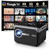 LED Beamer 4K Tragbarer Heimkino Outdoor, 2025 CWEUG Smart Beamer mit YouTube, Android TV 11, Dolby Audio, NFC, Autofokus/Trapezkorrektur, WiFi6, Bluetooth5.4, 1200ANSI 1080P FHD Handy Decke HDMI Arc