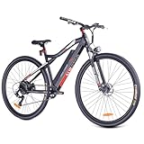 Elektrofahrrad Für Damen Herren Erwachsene Pendler Offroad, 250W Motor MountainBike Mit 36V 13Ah Abnehmbarem Akku, 26 Zoll City Pedelec, 9 Gang Schaltung, Federgabel, Alurahmen, Scheibenbremse (rot)
