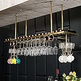 (Stielgläser-Regal, an der Decke montierter Weinflaschenhalter, verstellbare hängende Champagnerbecherhalter, 31' 39' Weinglas-Hängeregal, Deckenhalterung (Farbe: Gold, Größe: 80cm))