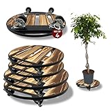 4 Stück Rollpflanzen-Caddy – 2 x 30,5 cm + 5,1 x 35,6 cm Holz-Pflanzenständer, 360°-Rollen, Pflanzgefäß-Rollenständer für schwere Töpfe, Pflanzenroller, Untersetzer, für drinnen und draußen, großer