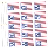BESPORTBLE 1 Satz Usa Halten Flagge Handgehaltene Flagge Zum Unabhängigkeitstag Miniatur-us-flaggen Jubelnde Stockfahne Ausziehbarer Fahnenmast Partydekoration Stockflagge Polyester 100st