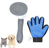 Dashh Handschuh + Bürste für Hunde und Katzen, Kamm und selbstreinigende Fellpflege für Haustiere, entfernt überschüssige und tote Tierhaare.