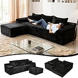 HSXZLO 267cm Ecksofa mit Schlaffunktion, L-Form Schlafsofa 3-Sitzer mit Ottomane Links oder Rechts, Relaxsofa für Wohnzimmer, freistehend, Keine Montage