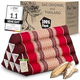 livasia Rückenstützkissen mit Muster - 30x50x30cm - Dreieckskissen für den Garten, Keilkissen mit Kapok, vegan und handgefertigt, Meditationskissen (Rubinrot)