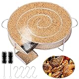 Kaltrauchgenerator Räucherschnecke, Rund Edelstahl Rauchgenerator, Rund Kaltrauchgenerator mit Bürste & Haken, Edelstahl Kaltraucherzeuger für Kugelgrill Smoker und Räucherofen (Mehrweg)