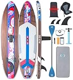 ZLX 320 cm Aufblasbares Stand Up Paddle Board - Premium SUP Board für alle Skill Levels,Stabiles Design,Rutschfestes Deck,Verstellbare Paddel Paddling, Leash & Tragetasche inklusive ﻿ ﻿