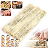 CHRI 3 STK Sushi Matte, Bambusmatte Roller, Natürliche Bambusmatte zum Rollen von Sushi für Anfänger