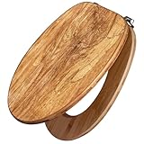 banjado Design WC Sitz Bambus 45x37,5cm - Toilettendeckel - Toilettensitz Bambus - hochwertiger Klodeckel - WC-Sitz Universal für alle gängigen Toiletten - Motiv Holz Struktur mit Astloch
