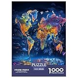Weltkarte 1000 Teile Unmöglich Puzzles Ab 14 Jahren, Teile Passen Perfekt Zusammen, Geschicklichkeitsspiel,Pädagogisches 38x26cm/1000pcs