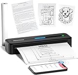 PokeLabel Mobiler Drucker A4 für Unterwegs, Tragbarer Drucker Thermodrucker A4 Wireless Bluetooth Inkless Handy Printer, 300dpi Portable Kompakt Reisedrucker für Android/iOS/Win/Mac Laptop
