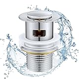 Ainiv Ablaufgarnitur Waschbecken mit Überlauf, Universal Pop Up Abfluss Ventil für Waschbecken Aller Art, Waschbecken Ablaufgarnitur POP UP Ventil mit Überlauf für Waschtisch (Kleine Abdeckung 36MM)