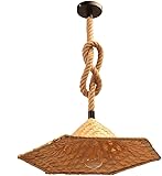 SHGDAIO Pendelleuchte aus Bambus, Kronleuchter aus Rattan, Kunst, gewebt, Lampenschirm aus Bambusweide, Hängelampe aus natürlichem Bambus, für Kücheninsel, Wohnzimmer, Esszimmer