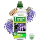 Purgrün® Blauregen-Dünger 1 Liter – Spurennährstoffe für intensive Blüten – Extra Kalium fördert die Widerstandskraft – Ergiebiges Konzentrat für 200 Liter Gießwasser – Premium-Flüssigdünger