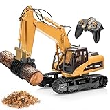 Top Race Ferngesteuerter Bagger Spielzeug mit Schaufel, 15-Kanal, RC Bagger mit Licht und Sound, Metall Traktor für Erwachsene und Kinder, Jungen und Mädchen