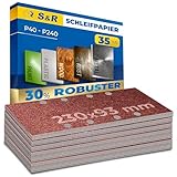 S&R Klett Schleifpapier Profi Set 93 mm x 230 mm, 35 St Schleifblätter, 5 Körnungen 5 x P40, 5 x P60, 5 x P80, 10 x P120, 10 x P240, Schleifstreifen für Schleifmaschine