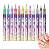 Nagelmarker – Schnell trocknender Fine Art Liner Mit Gelnagellackstiften, Präzises Punktdesign, Kreatives Fingernagel-Leinwand Werkzeug, Buntes Kunst-Kit | Für Mädchen Erwachsene Frauen Anfänger Salon