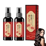 Saffron Hair Blackening Spray, Saffron Hair Spray,Natürliche Pflanzen rote Blumen Polygonum Multiflorum Essenz, Haare glänzen, Anti-Haarausfall Nicht spülen Spray 100ml. (2)