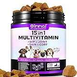 Multivitamin für Hunde 15-in-1,Natürliche Essentielle Vitamine Kautabletten Mit B-Komplex-Vitamine für Immunsystem, Knochen, Gelenke - Kalzium, Eisen, Kupfer, Jod, Zink(150 Kauartikel)
