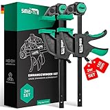 SMABIX® Einhandzwingen 2er Set zum Spannen, Dehnen, Fixieren mit einer Hand, 71Kg Spannkraft, Spannweite 150 mm, Dehnbereich 135mm - 285mm, Einhandzwinge, Zwingen, Schraubzwingen, Schnellspannzwinge