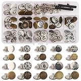 60 Sets Jeansknöpfe zum Schrauben, Jeansknöpfe 17mm und 20mm, Hosenknöpfe, Jeans Knopf Ohne Nähen Entfernbare Metallknöpfe, Jeansknopf Reparaturset mit Schraubendreher, für Damen und Herren Jeans
