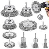 DazSpirit 10-Teilig Drahtbürste Bohrmaschine, Messingbeschichteter Drahtbürste Akkuschrauber für 6-mm-Bohrer, Schleifbürsten Ideal zum Entfernen von Rost, Polieren und Reinigen