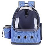 Junorstar Haustier-Rucksack, modische, transparente, atmungsaktive Katzentasche, Hundetasche, Haustiertasche, einfach zu Falten, Haustiere innerhalb von 22 Pfund Laden, freie Hände (Blue)