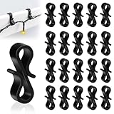 Dalugo 120 Stück Schwarz Dachrinnenhaken Draußen, Wiederverwendbare S Haken Kunststoff für Hängende Weihnachtsbeleuchtung, Eiszapfen Lichterkette, Weihnachtsbaum Dekorationen
