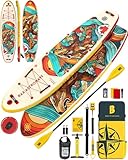 BAX ASTRONAVE Stand Up Paddling Board,335x88x15 Extra Breit Sup Board,Paddle Board Zubehör Con Cam Halterung,Verstellbares Paddel,Finnen,für 2 Personen,bis 200 kg belastba (Gelb)