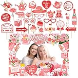 Happy Mothers Day Photobooth Dekorationen, 31-teiliges Muttertags-Fotoautomaten-Requisiten-Set, beste Mutter, Selfie-Rahmen, bunte Blumen, Happy Mother's Day, Selfie-Requisiten für Fotoshooting-Blumen