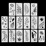 16 StüCk Blatt BläTter Schablone, Malerei Schablone, Wiederverwendbar Blattmalerei Schablonen, Wand Malen Schablonen, Malschablone FüR Malerei Holz Wand Deko