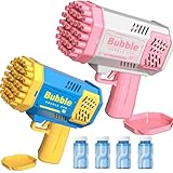 Seifenblasenpistole Kinder, 2 Stück 40 Loch Seifenblasenpistole mit 4 Flaschen SeifenblasenflüSsigkeit, Seifenblasen Pistole-Spielzeuggeschenk füR Kinder Im Alter Von 4–8 Jahren