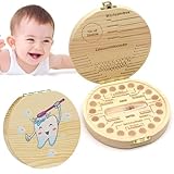 Milchzahndose, Zahnbox Zahndose für Kinder aus Holz, Zahndose Milchzähne mit Namen zum Aufstellen, Holz Zahndose Mädchen&Jungen, Baby Milchzähne Box als Geschenk zum Geburtstag oder Taufe(zahnlos)