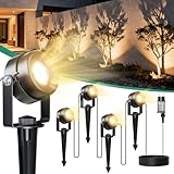 FIFlying Gartenbeleuchtung LED, 4 in 1 Gartenstrahler Strom mit 14m Kabel, 3000K Außenlampe, IP65 Wasserdicht Gartenlampen für Draußen, Gartenbrunnen, Rasenflächen, Pflanzen, Skulpturen, Wege, Zäune