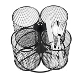 Stifthalter aus Netz, drehbarer Besteckhalter aus Metall, Draht-Organizer, 4 Fächer, für Zuhause, Büro, Meetings