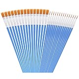 Giantree 30 Stück Künstlerpinsel, 15 Runde Pinsel und 15 Flache Pinsel, Pinselset Acrylfarben Aquarellpinsel für Körper Gesicht Felsen Leinwand zum Zeichnen Basteln Kinder und Erwachsene (Blau)