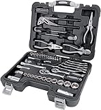 Amazon Basics - Werkzeug-Set für den Haushalt, 65 Teile, Schwarz