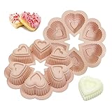 inki Herz Kuchenform Muffinform Muffinblech, 6-Kavität 3D Liebesherz Silikon Backformen, Antihaftbeschichtet, Silikonform in Herzform, Muffin Backform, für Seife,Schokolade,Gelee,Cupcake (Rosa)