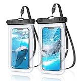 YOSH wasserdichte Handyhülle [2 Stück], 6,8 Zoll IPX8 Unterwasser Handyhülle, Wasserfeste Handytasche für iPhone 16 15 14 13 12 11 Pro XS 8 7 Samsung S24 S23 S22 A55 Xiaomi Huawei - Kristallklar