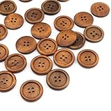 SiAura Material ® - 50x Runde Holzknöpfe, Kaffeebraun, 25 mm, 4 Löcher