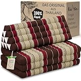 livasia Thaikissen 3 Auflagen für Paare XXL - 190x80x8cm - Dreieckskissen Klappmatratze, extrabreit Kapok, Rückenkissen faltbar, Thaimatte zum Klappen, Meditationskissen (Weinrot)