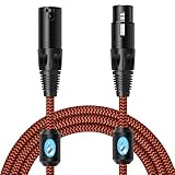 XLR Male-to-Female Microphone Cable, Mixer Connector Balanced Cable, Pure Copper Shell, Thick Single Crystal Copper OCC Conductor, with Double-Layer Shielding Mesh and Filter Magnetic Ring.(6FT)