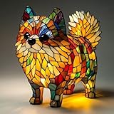 FDQAMLKX Katzenlampe, Mosaik-Katzenlampe, LED-Lampen Corgi/Mops - Handgefertigte Nachttischlampen aus Kunstharz, Heimdekoration für Schlafzimmerbeleuchtung für Katzen- und Hundeliebhaber [Energieklas