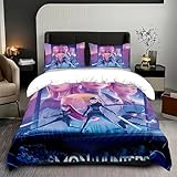 Generisch Jungen Mädchen Bettwäsche-Set 135x200 cm Cartoon Comic Design - Mikrofaser-Bettbezug mit 2 Kissenbezügen, bunt, kuschelig weich, atmungsaktiv