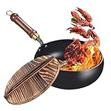 Bratpfanne mit Antihaftbeschichtung aus Eisen mit Deckel, hitzebeständig, langlebig und robust, für Zuhause, Küche, Restaurant, Camping, Innen- und Außenbereich, anbraten, Sear-Hervir U