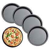 ANTHYTA 4 Stücke Pie Tin Pizzaform Rund Ø15cm Pizzablech Carbonstahl Tarteform Antihaftbeschichtet Pizzabackbleche Set Kuchenblech Rund Backblech Quiche Backform für Pizza Käsekuchen Pie Flammkuchen