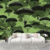 Vlies Fototapete MilitäRthema Fallschirmspringen Tarnung Foto Tapete Schlafzimmer Wohnzimmer Moderne Vliestapete GrüN Wandtapete Motivtapeten 3d Effekt Dekoration Poster 400x280 cm