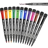 ABEIER Whiteboard Marker, schwamm Whiteboard stifte,Magnetisch Whiteboard Marker Schwamm mit Stiften, Trocken Abwischbar, Rundspitze 1-2mm, Perfekt für Zuhause Schule Büro12er Pack