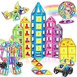 COOLJOYA Magnetische Bausteine 120 Teile Konstruktion, Magnetbausteine Magnetspielzeug Magnete Kinder, Magnetbausteine Kinder Magnetspiel für Geschenk ab 3 4 5 6 7 8 Jahre Junge Mädchen